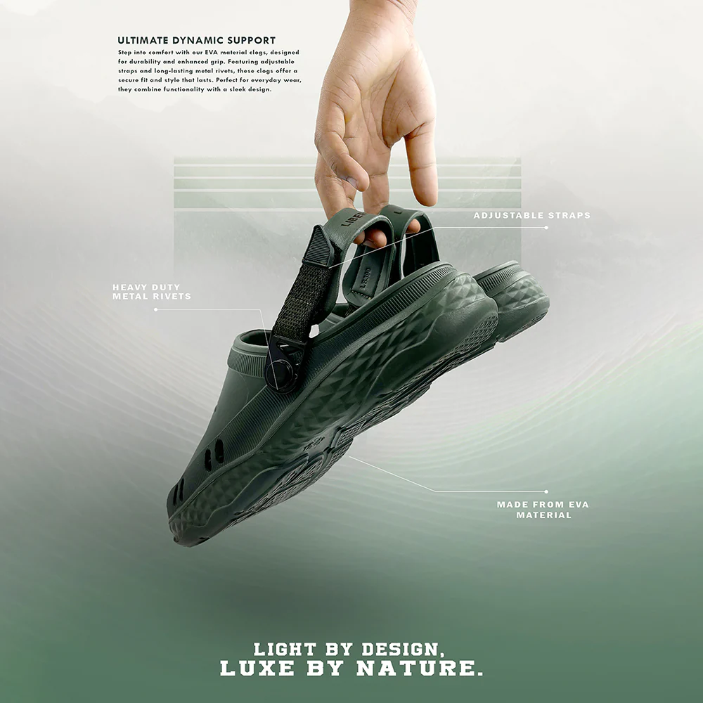 A-HA Casual Dark Green Clogs For Men BEACHRIDE By Liberty - Image 5