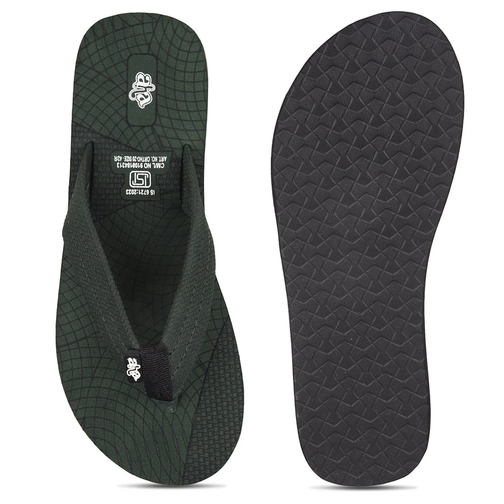 AHA Casual Olive Green Flip Flop For Men ORTHO-20 By Liberty - Image 6