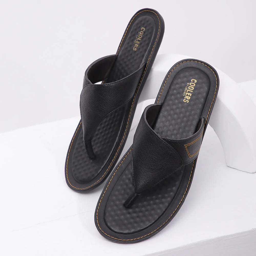 Coolers Casual Black Slippers For Men AVN-15 By Liberty - Image 4