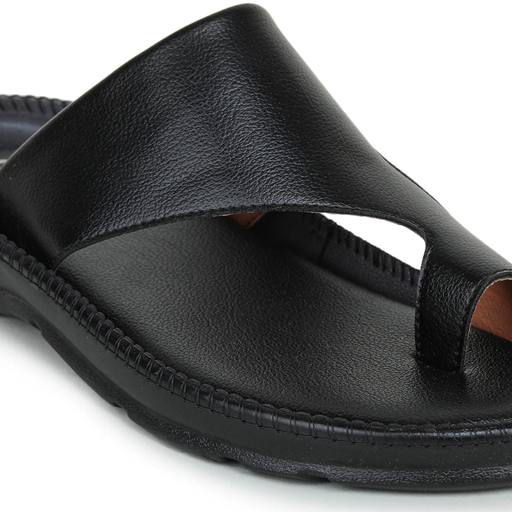 Coolers Casual Black Toe Ring Slippers For Men JPL-222 By Liberty - Image 5