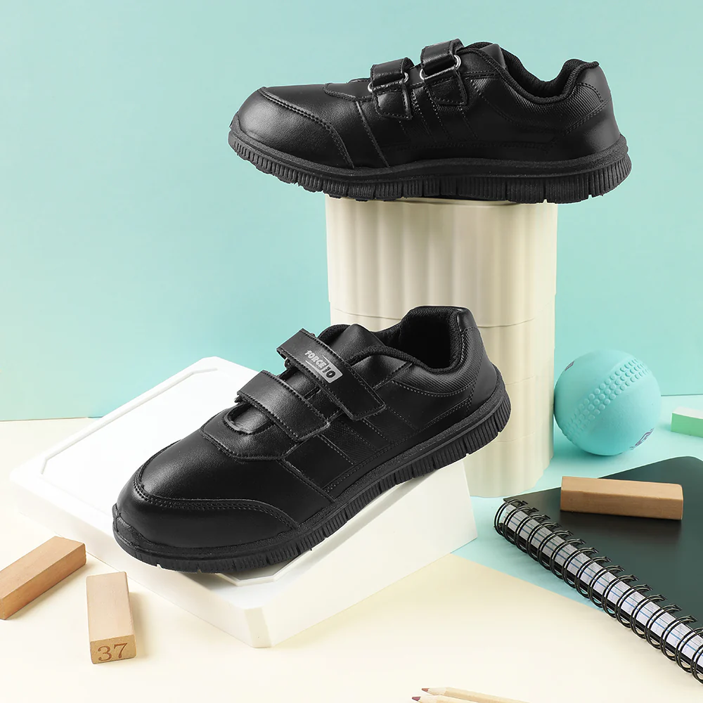 Force 10 Black Non Lacing Uniform School Shoes For Kids GOLA-SCHV By Liberty - Image 4