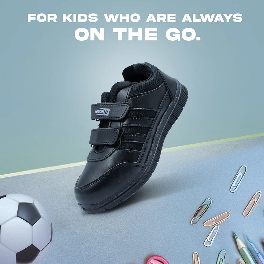 Force 10 Black Non Lacing Uniform School Shoes For Kids GOLA-SCHV By Liberty - Image 7