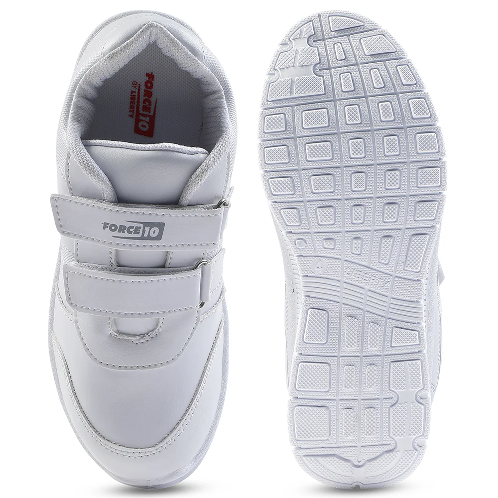 Force 10 White Non Lacing Uniform School Shoes For Kids GOLA-SCHV By Liberty - Image 10