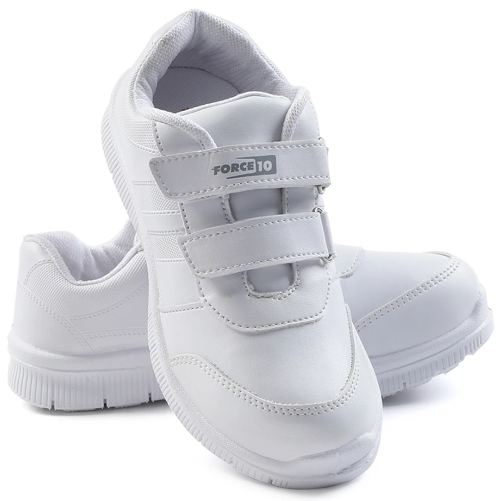 Force 10 White Non Lacing Uniform School Shoes For Kids GOLA-SCHV By Liberty - Image 11