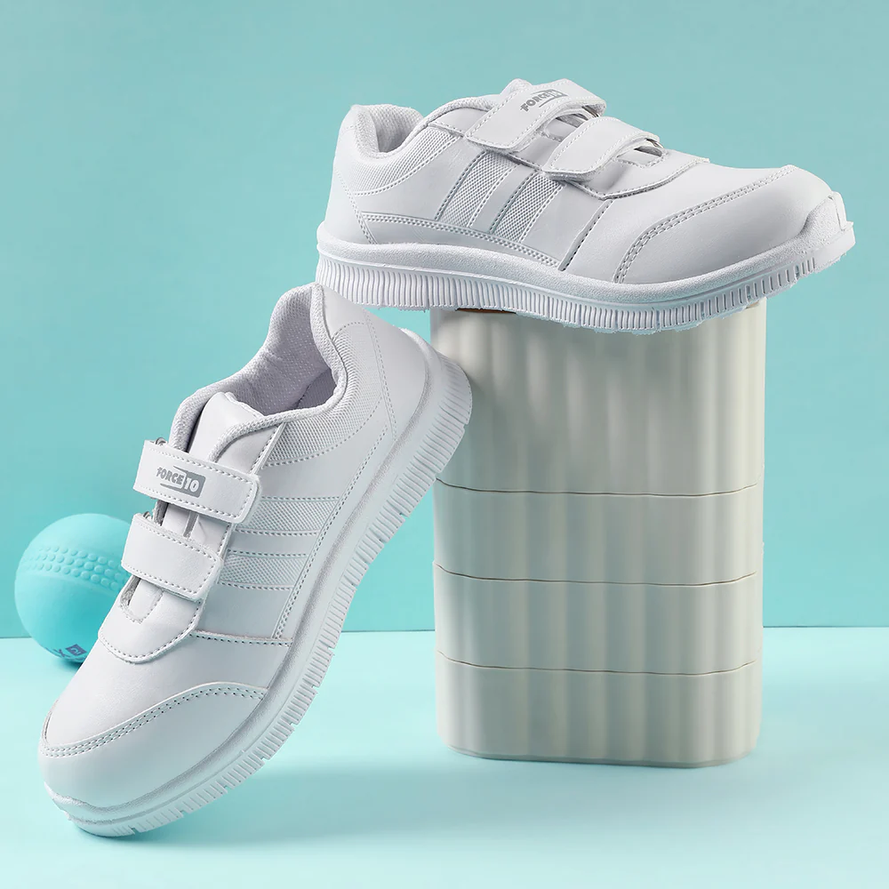 Force 10 White Non Lacing Uniform School Shoes For Kids GOLA-SCHV By Liberty - Image 4