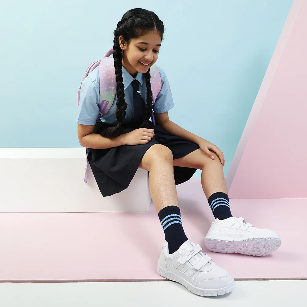 Force 10 White Non Lacing Uniform School Shoes For Kids GOLA-SCHV By Liberty - Image 5