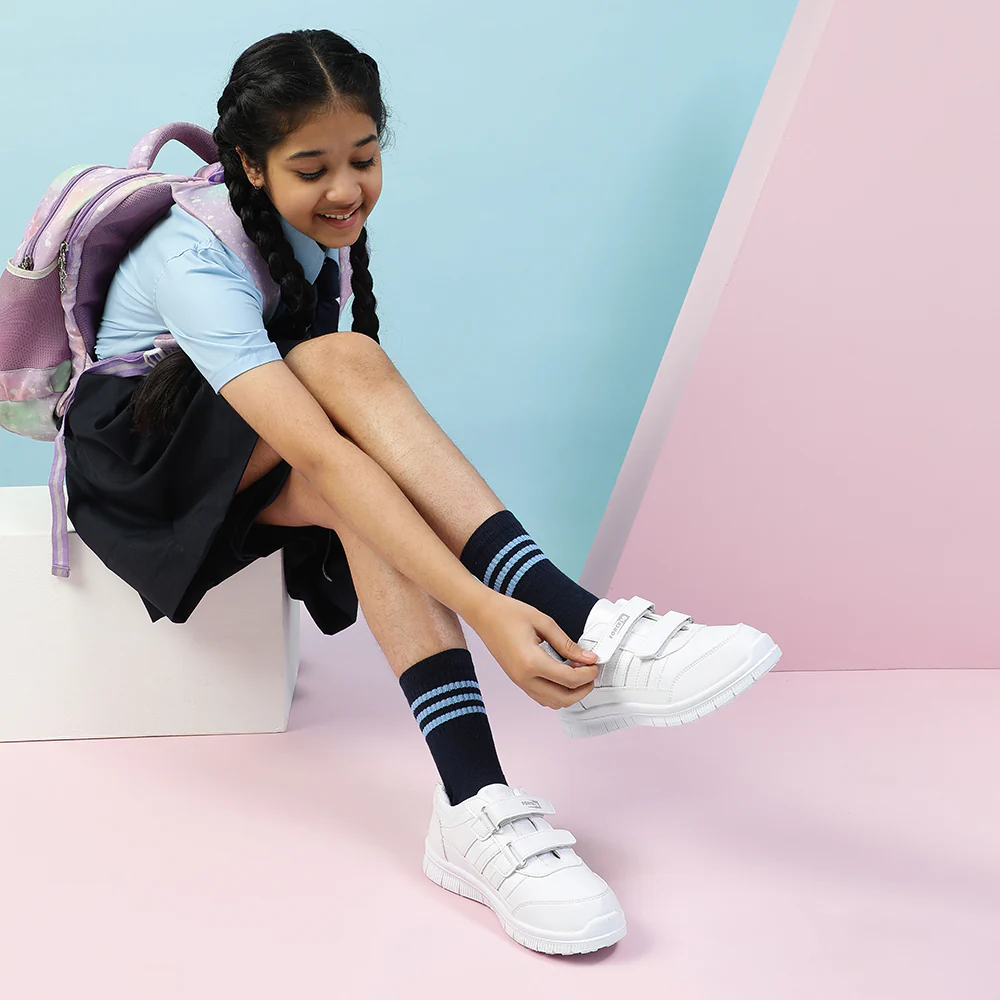 Force 10 White Non Lacing Uniform School Shoes For Kids GOLA-SCHV By Liberty - Image 6