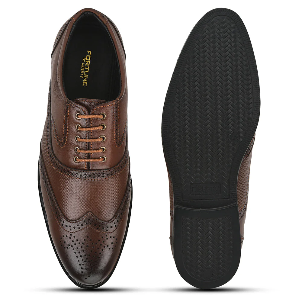 Fortune Formal Tan Lacing Brogue Shoes For Men HOL-125E By Liberty - Image 5
