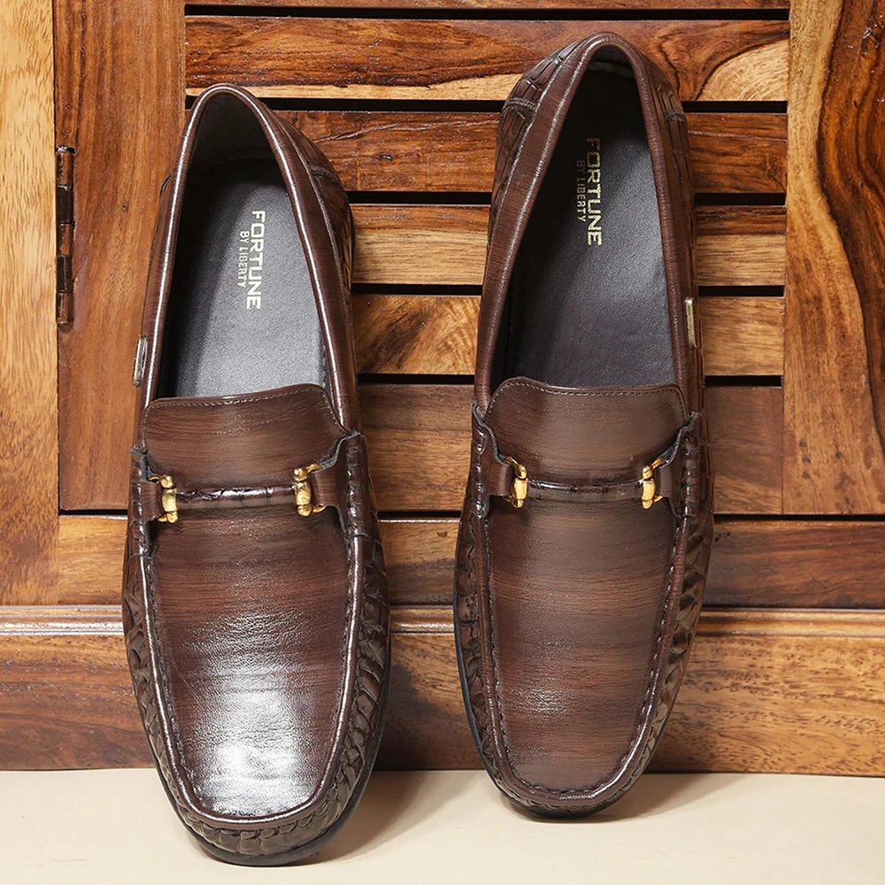 Fortune Brown Casual Non Lacing Shoes For Men OSL19 By Liberty - Image 4