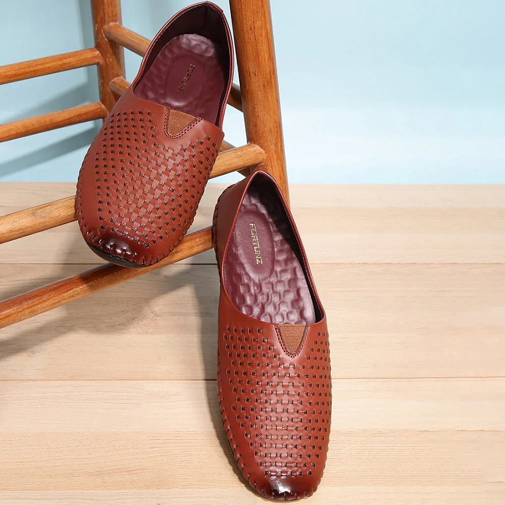 Fortune Tan Casual Mojari Loafers Shoes For Men AVN-40 By Liberty - Image 5