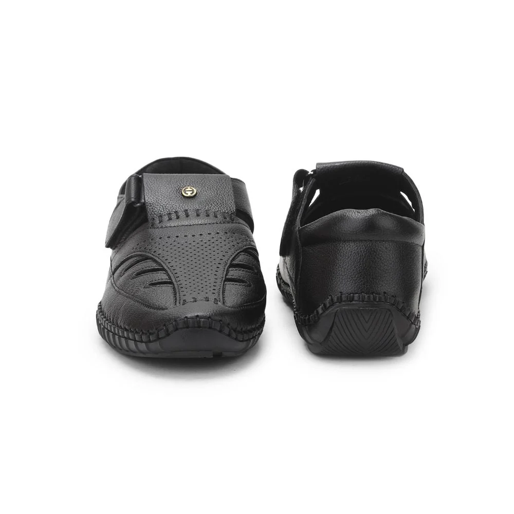Healers Black Casual Buckle Sandal For Men JPL-205 By Liberty - Image 6