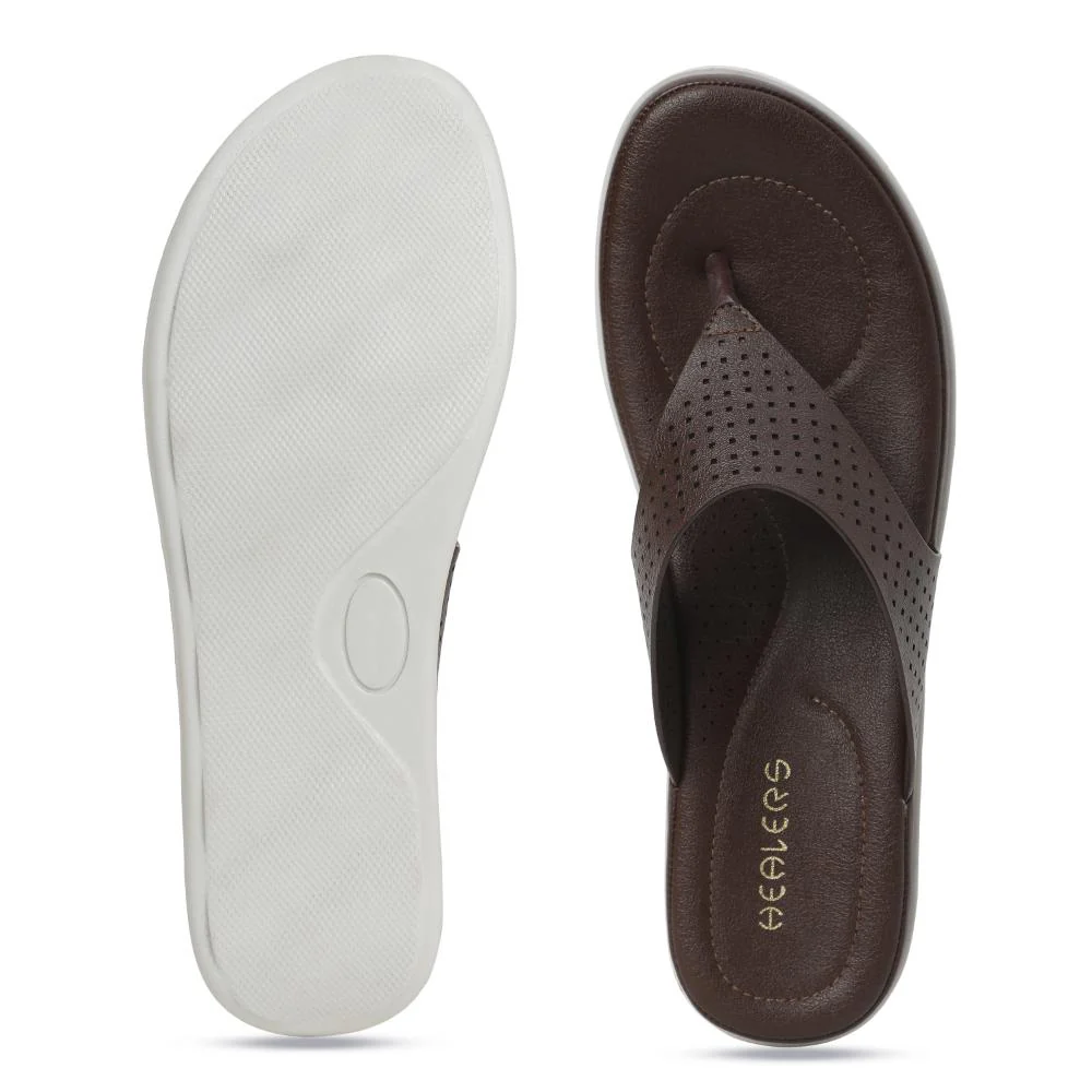 Healers Casual Brown Flip Flop For Women JD-40 By Liberty - Image 4