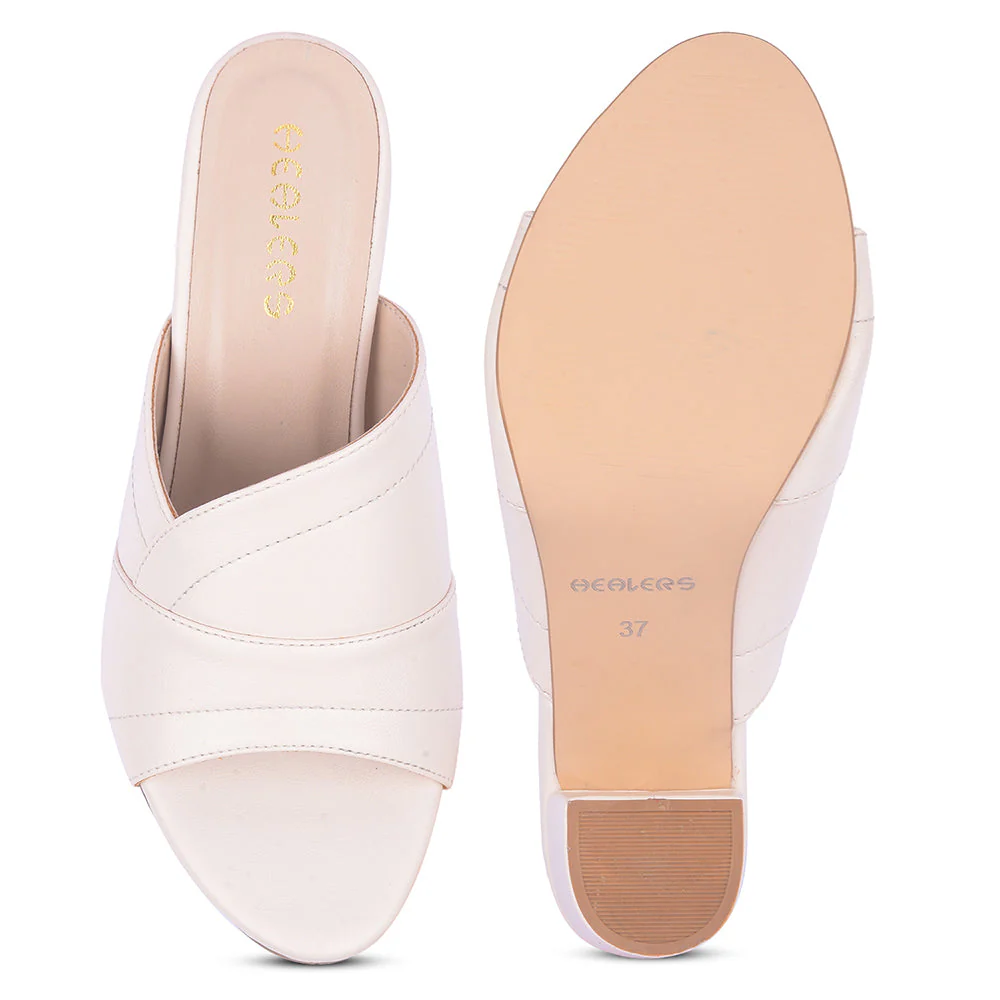 Healers Cream Block Heels For Women LSF-4 By Liberty - Image 6