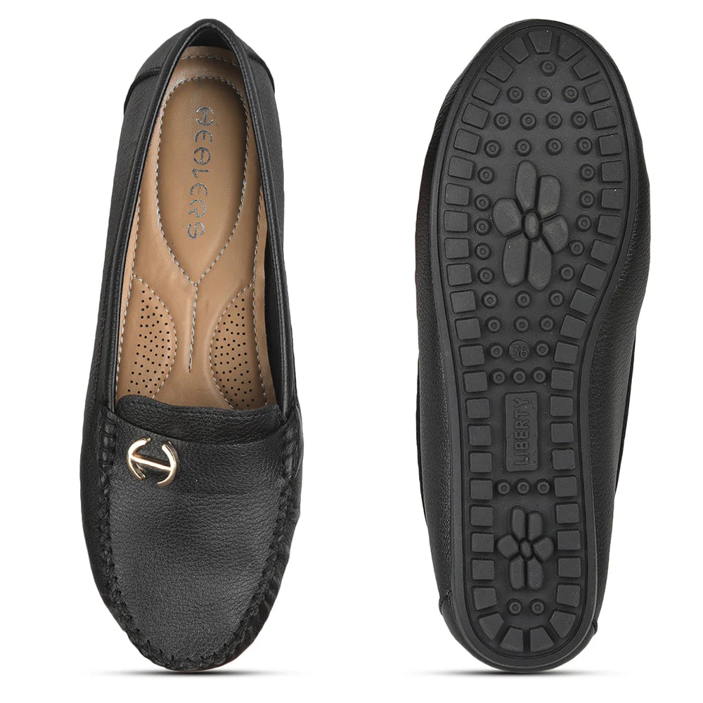Healers Casual Black Loafers For Women GI-SD-301 By Liberty - Image 4