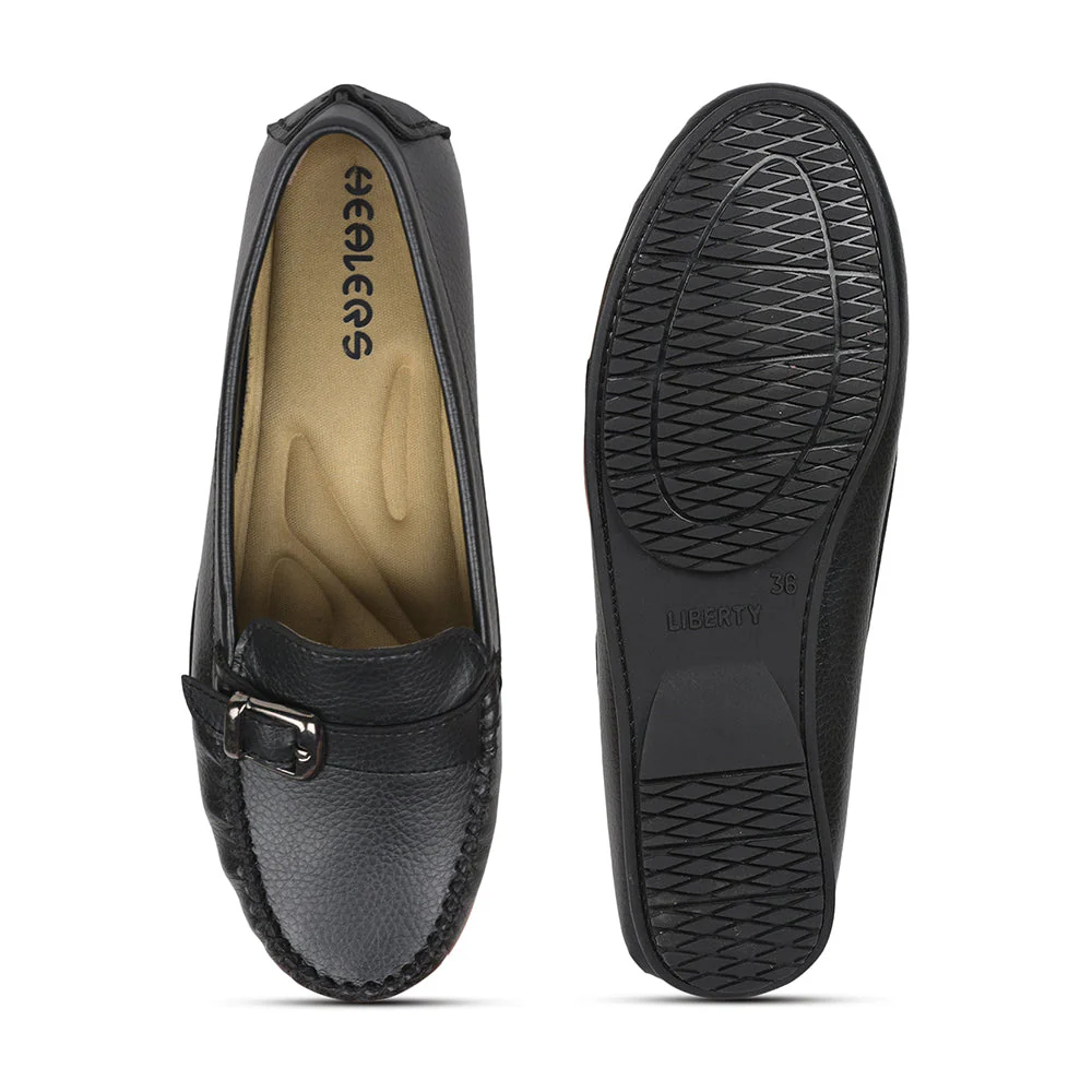 Healers Black Casual Loafers For Women GI-SML-01 By Liberty - Image 5