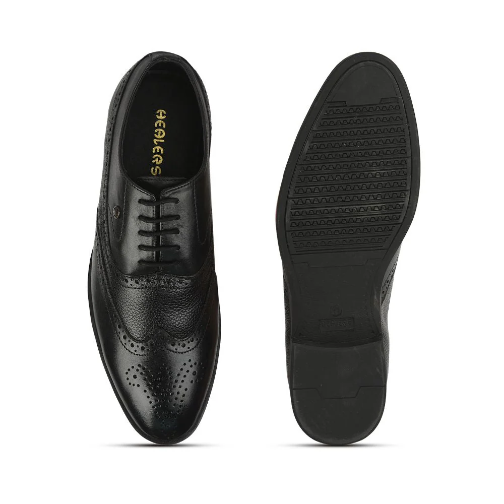 Healers Formal Black Lacing Brogue Shoes For Men AV-20 By Liberty - Image 5