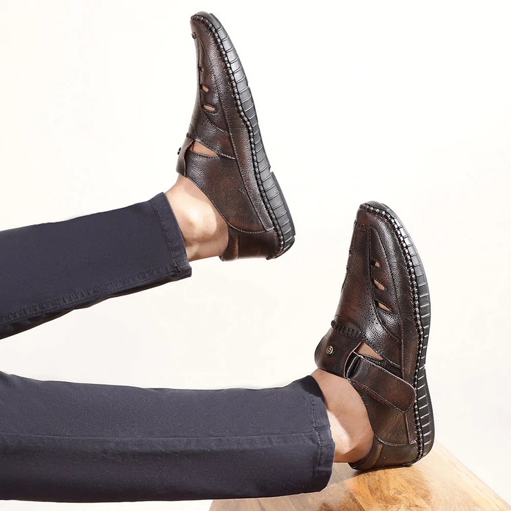 Healers Tan Casual Buckle Sandal For Men JPL-205 By Liberty - Image 4