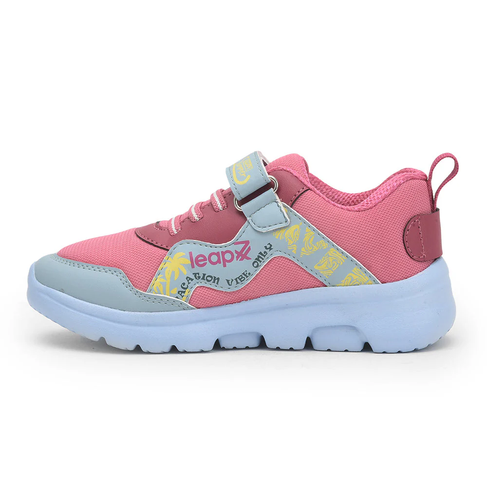 Leap7x Pink Sports Non Lacing Walking Shoes For Kids TURBO-1E By Liberty - Image 3