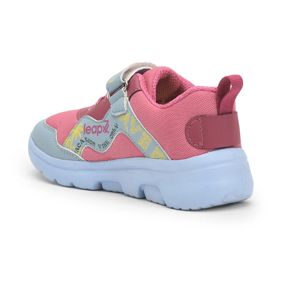 Leap7x Pink Sports Non Lacing Walking Shoes For Kids TURBO-1E By Liberty - Image 4