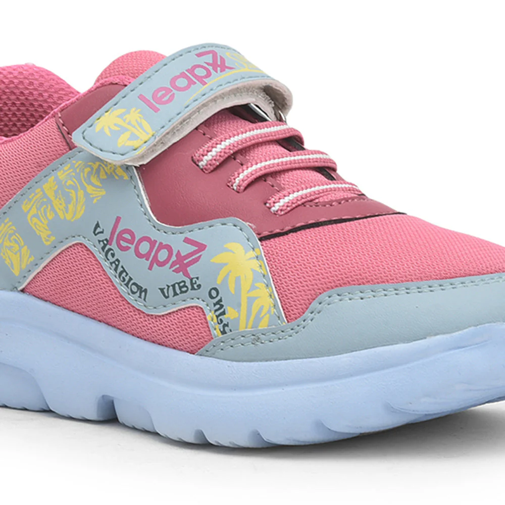 Leap7x Pink Sports Non Lacing Walking Shoes For Kids TURBO-1E By Liberty - Image 5