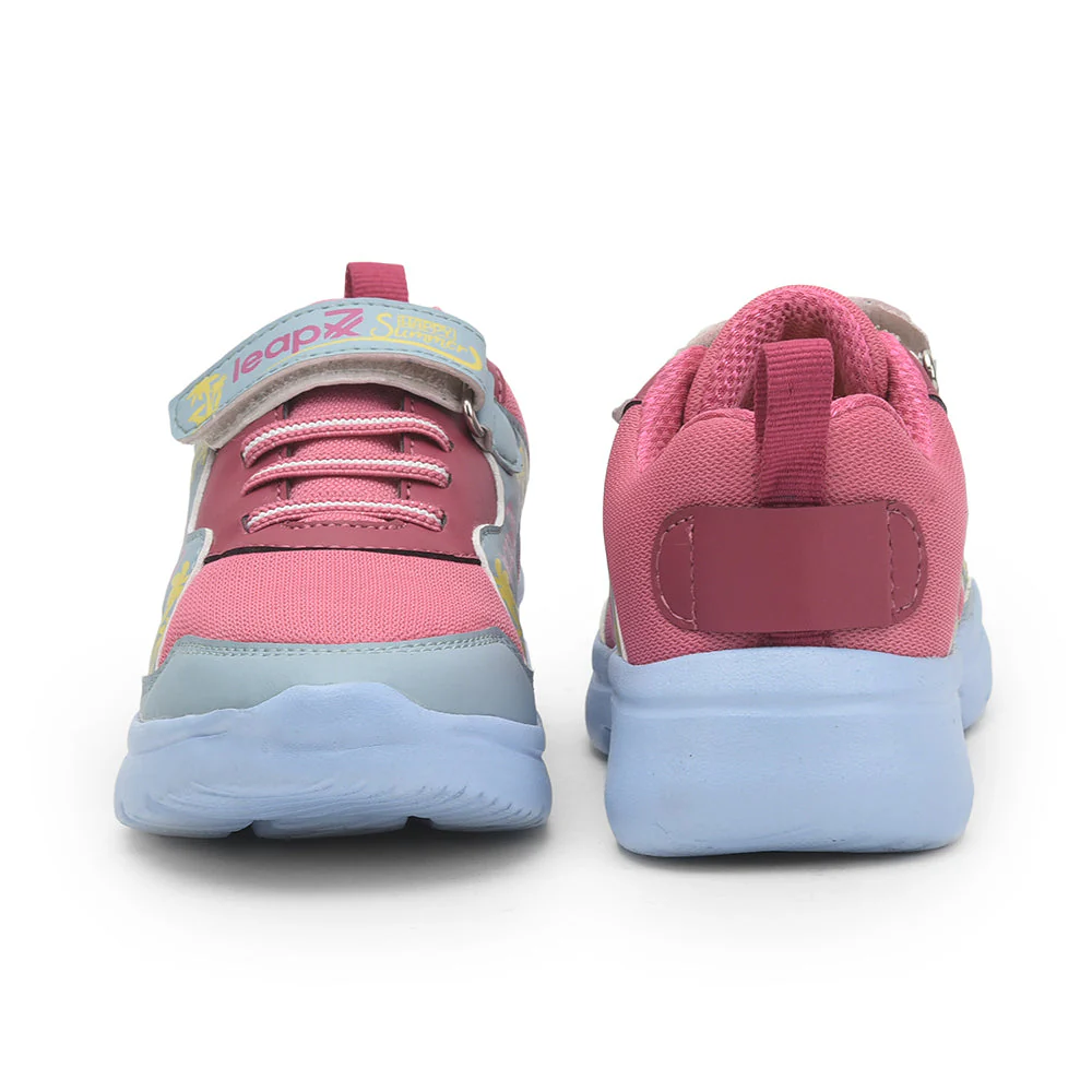 Leap7x Pink Sports Non Lacing Walking Shoes For Kids TURBO-1E By Liberty - Image 6
