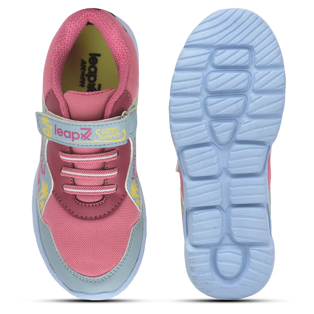 Leap7x Pink Sports Non Lacing Walking Shoes For Kids TURBO-1E By Liberty - Image 7