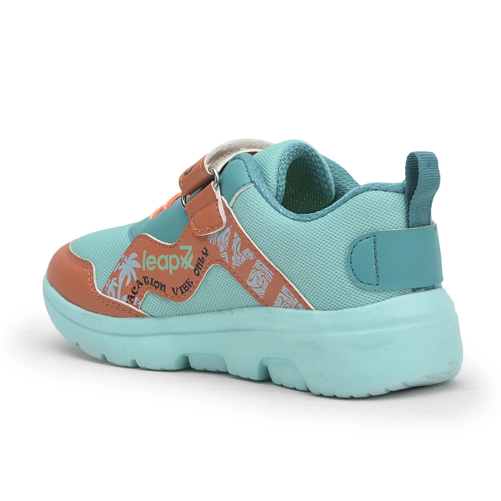 Leap7x Sea Green Sports Non Lacing Walking Shoes For Kids TURBO-1E By Liberty - Image 4