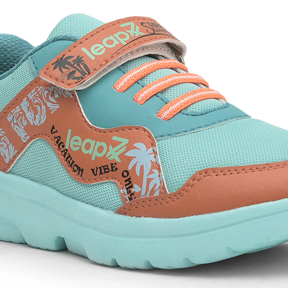 Leap7x Sea Green Sports Non Lacing Walking Shoes For Kids TURBO-1E By Liberty - Image 5