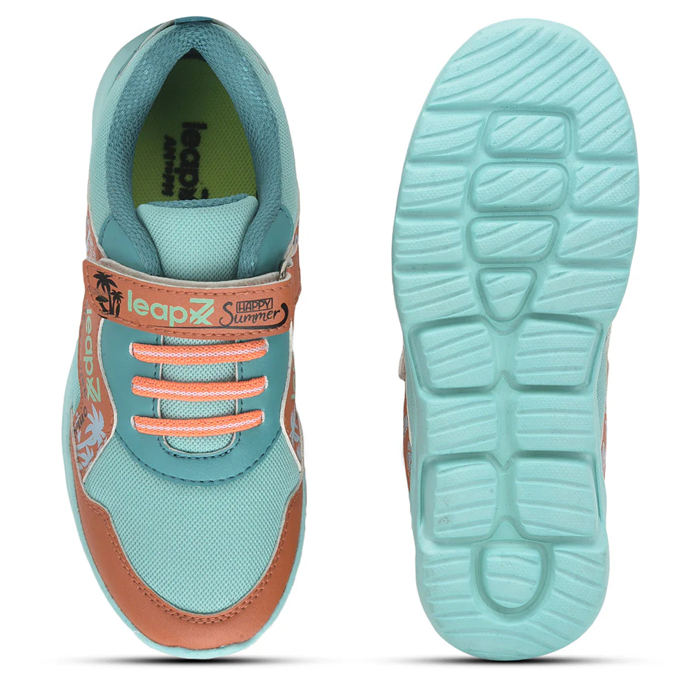 Leap7x Sea Green Sports Non Lacing Walking Shoes For Kids TURBO-1E By Liberty - Image 7