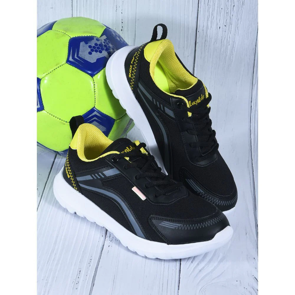 Lucy & Luke Lacing Black Sports Shoes For Kids ZEAL-L By Liberty - Image 3
