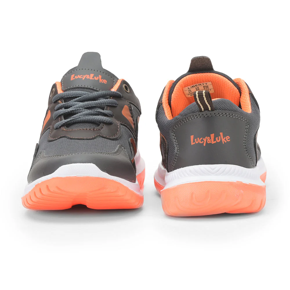 Lucy & Luke Lacing Grey Sports Running Shoes For Kids VIGOUR-1L By Liberty - Image 4