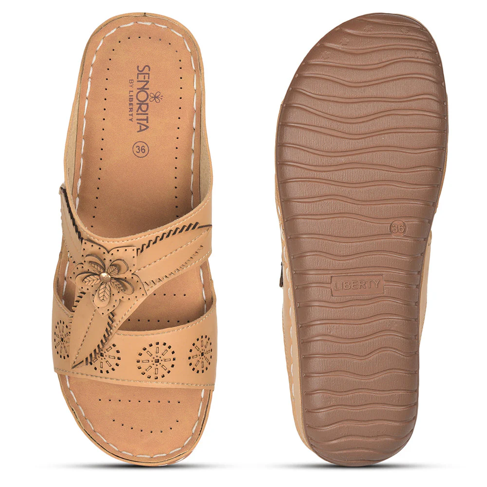 Senorita Casual (Beige) Slippers For Women LAF-755 By Liberty - Image 3