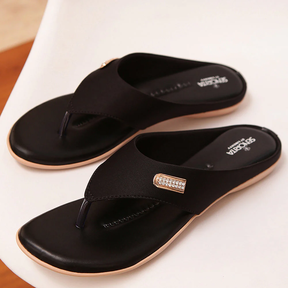 Senorita Casual (Black) Slippers For Women MK-09 By Liberty - Image 4