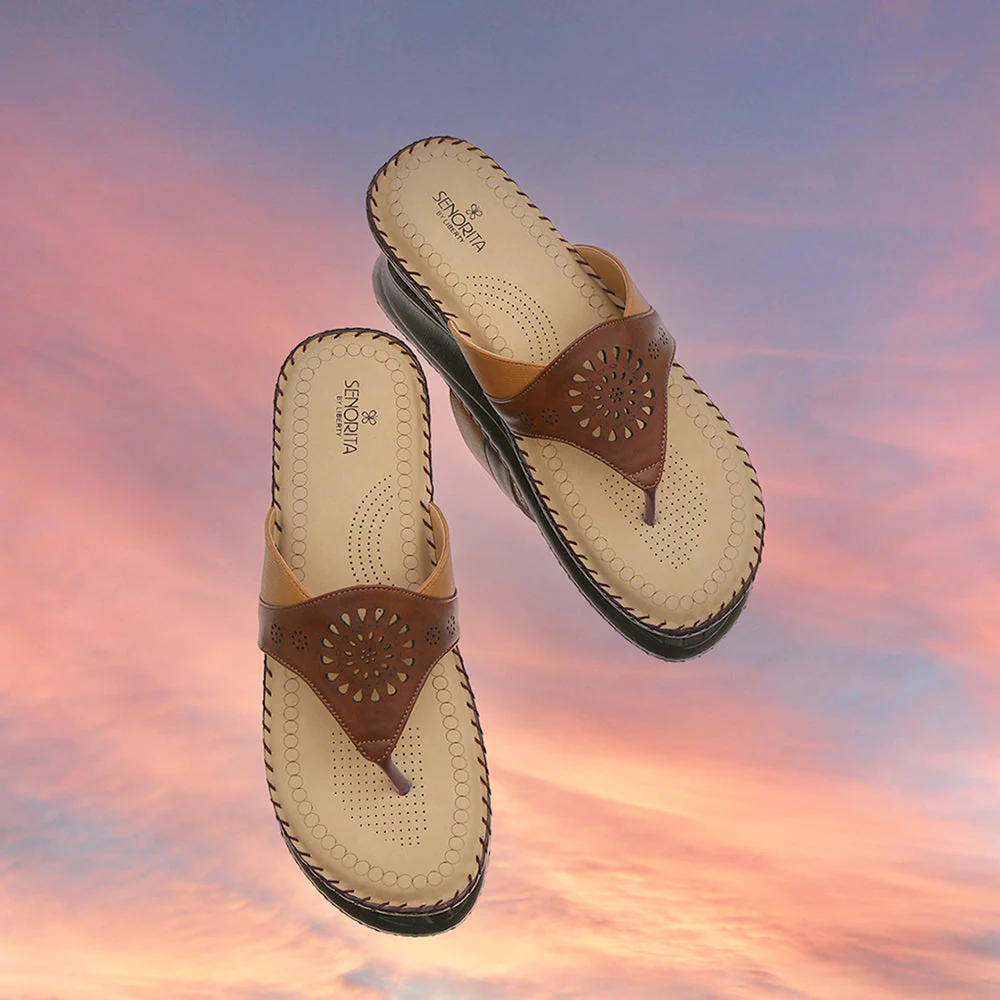 Senorita Comfort (Brown) Slippers For Women LAF-1002 By Liberty - Image 4