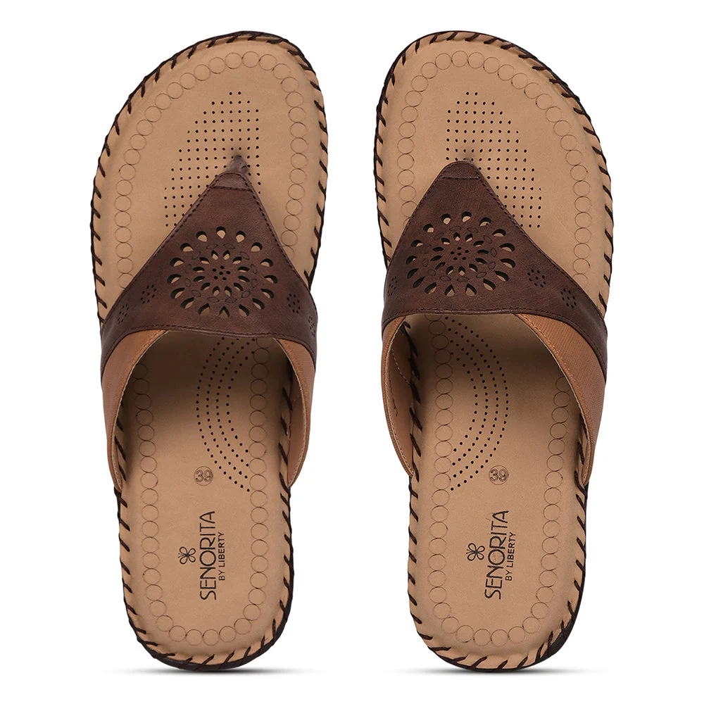 Senorita Comfort (Brown) Slippers For Women LAF-1002 By Liberty - Image 6