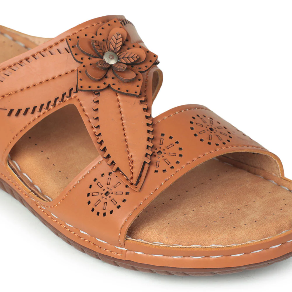 Senorita Fashion (Tan) Slippers For Women LAF-755 By Liberty - Image 4
